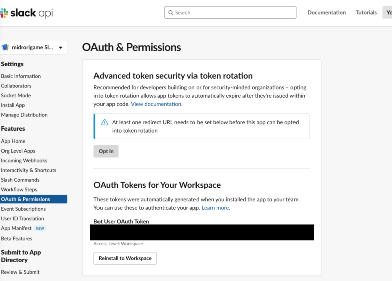 OAuth Tokens for Your Workspace